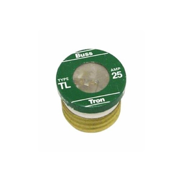 Eaton Bussmann Plug Fuse, TL Series, Time-Delay, 25A, 125V AC, Indicating, 10kA at 125V AC TL-25PK4 - main